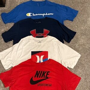 Nike, Champion, Under Armour, and Hurley T-Shirt Bundle
